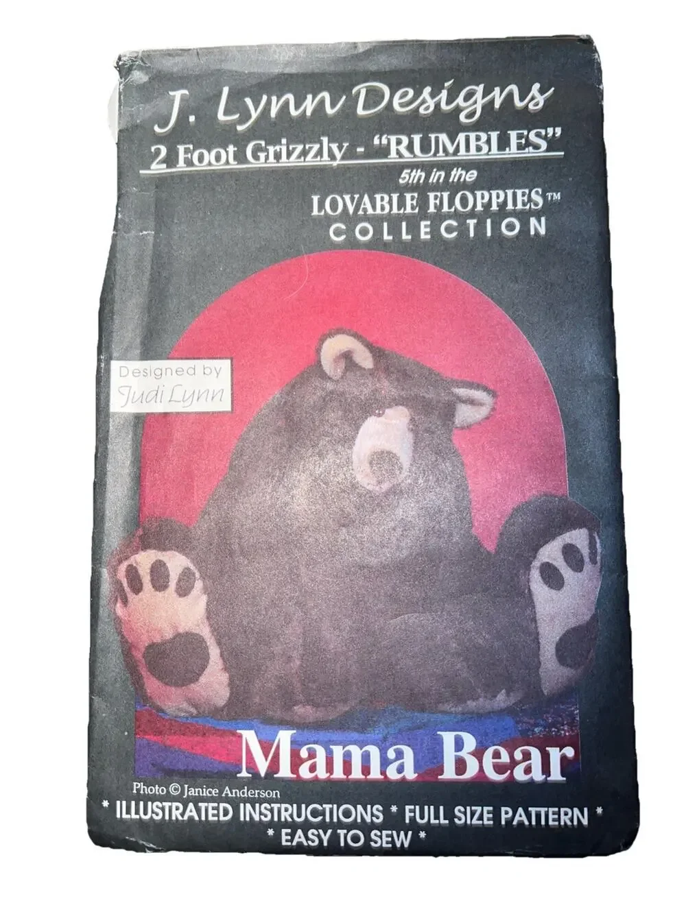 Uncut Judi Lynn MAMA BEAR 2 Foot Grizzly Lovable Floppy Stuffies Easy Sew RARE